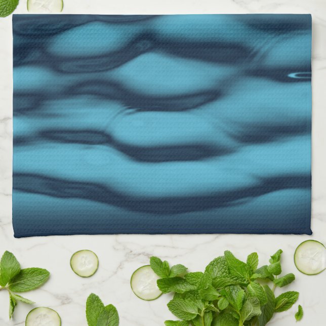 Vibrant Ocean Current Texture Tea Towel (Folded)