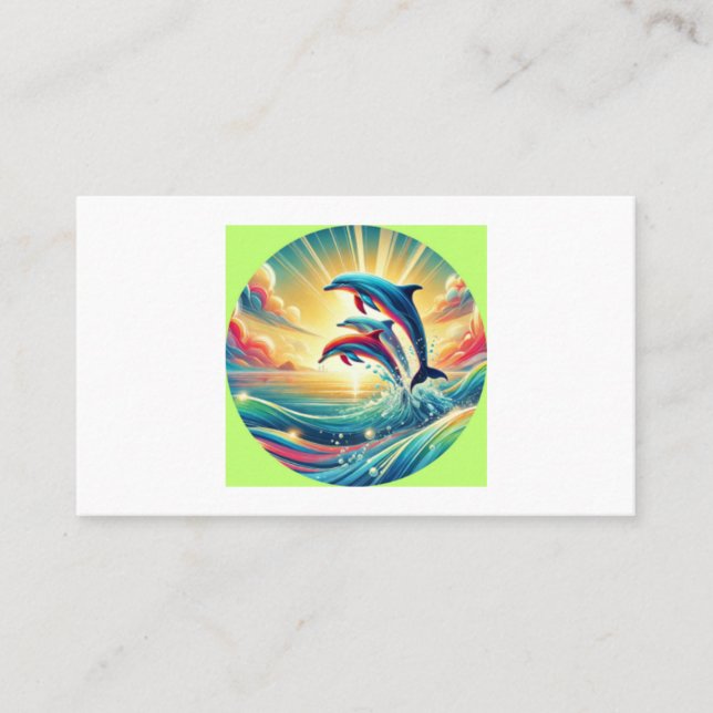 Vibrant Ocean Dolphins Business Card  (Front)