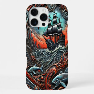 Vibrant Ocean Journey With Ship & Sea Life iPhone 16 Pro Max Case