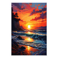 Vibrant Ocean Sunset - Coastal Art