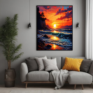 Vibrant Ocean Sunset - Coastal Art Poster