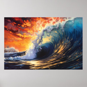 Vibrant Ocean Wave Ai Poster
