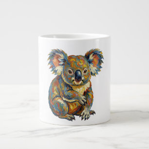 Vibrant Oil Painting Style Colorful Impasto Koala Large Coffee Mug