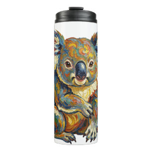 Vibrant Oil Painting Style Colorful Impasto Koala Thermal Tumbler