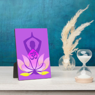 Vibrant OM Namaste Spiritual Lotus Flower Yoga Plaque