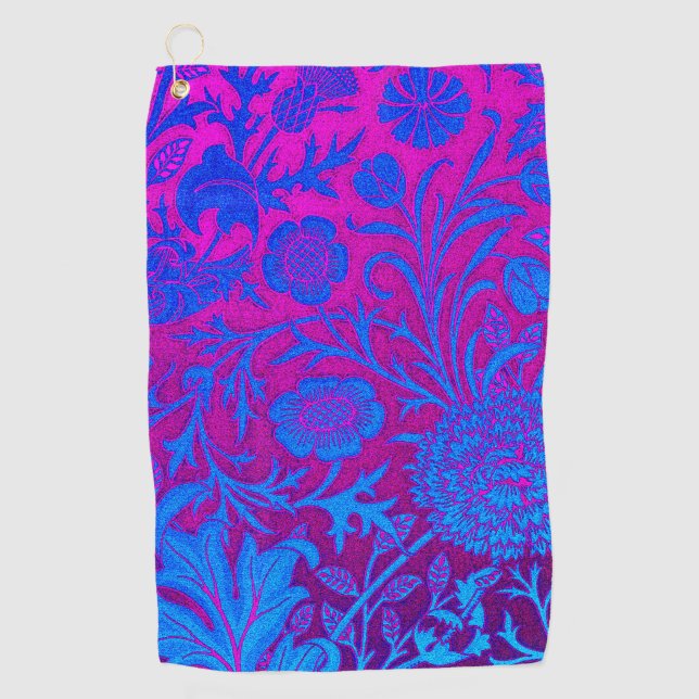 Vibrant, ombre, art nouveau,William Morris,purple, Golf Towel (Front)
