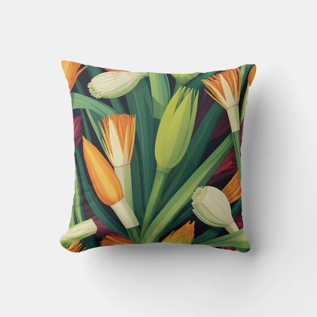 Vibrant Onion Flower Pattern Cushion (Front)