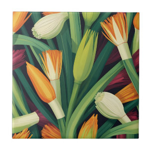 Vibrant Onion Flower Pattern Tile