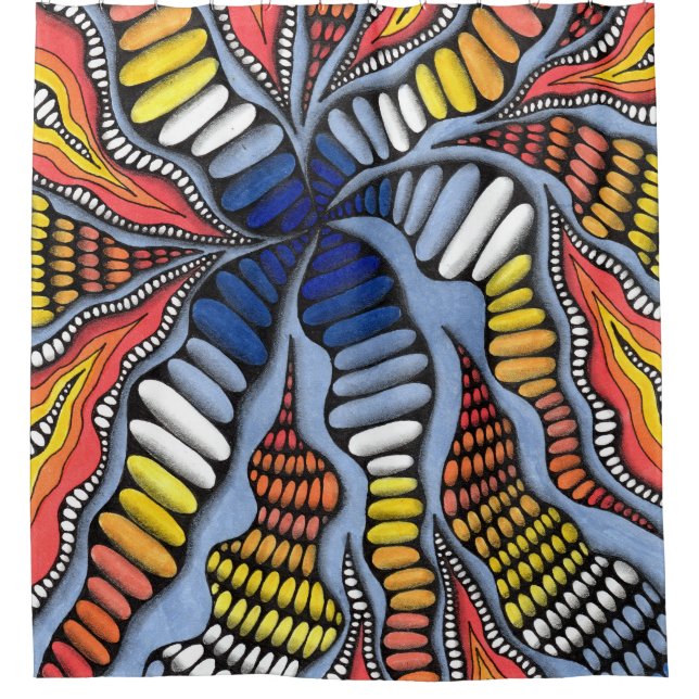 Vibrant Optical Illusion Vortex Shower Curtain - P (Front)