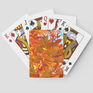 Vibrant Orange and Gold Autumn Leaves Playing Cards