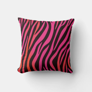 Vibrant Orange and Pink Zebra Print Pattern Cushion
