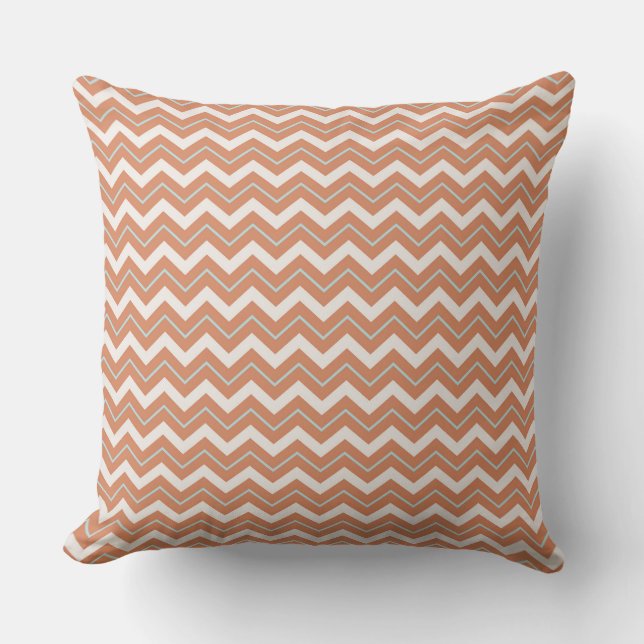 Vibrant Orange and White Chevron Design Cushion (Front)