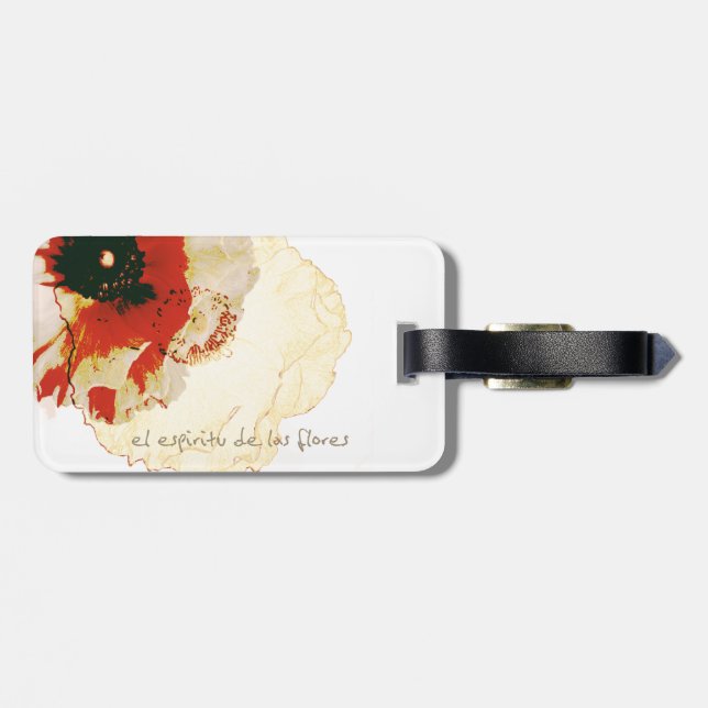 vibrant orange and white ranunculus luggage tag (Back Horizontal)