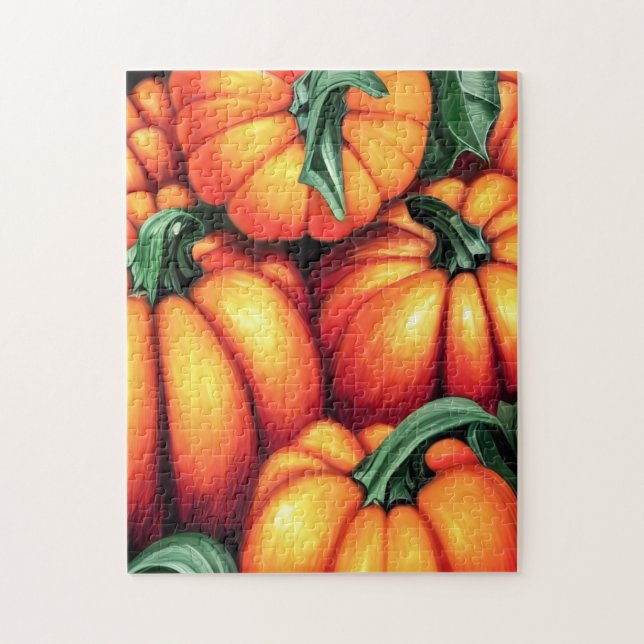 Vibrant Orange Autumn Pumpkin Harvest Jigsaw Puzzle (Vertical)