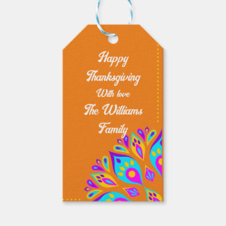 Vibrant orange background personalised Gift Tag