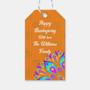 Vibrant orange background personalised Gift Tag