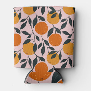 Vibrant Orange Citrus Seamless Pattern Can Cooler