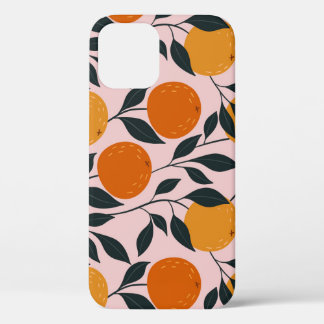 Vibrant Orange Citrus Seamless Pattern iPhone 12 Case