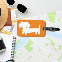 Vibrant Orange Dachshund Luggage Bag Tag