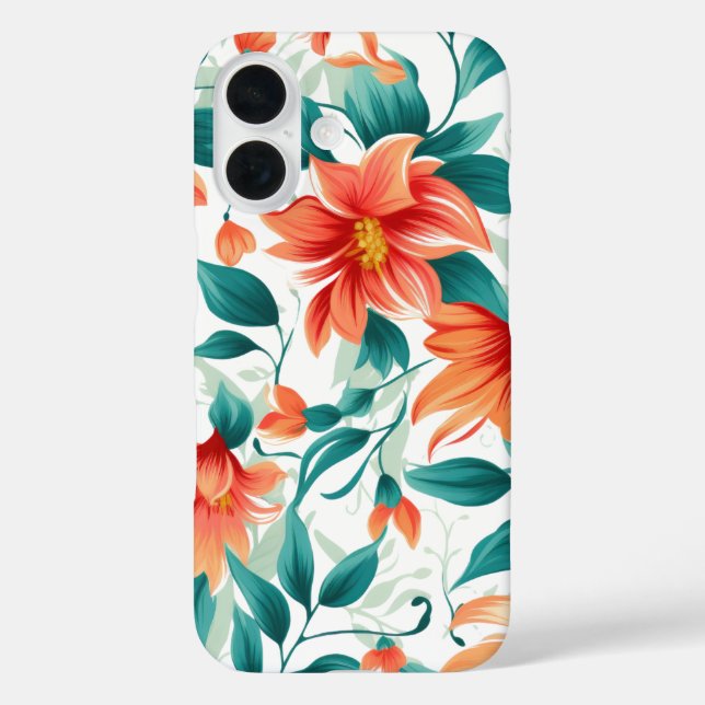 Vibrant Orange Floral Garden Pattern - Elegant Tea Case-Mate iPhone Case (Back)