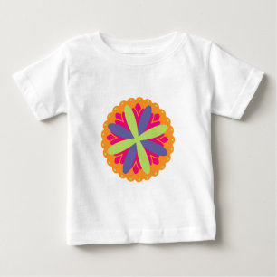 Vibrant Orange Floral Shapes Baby T-Shirt