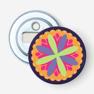 Vibrant Orange Floral Shapes Bottle Opener