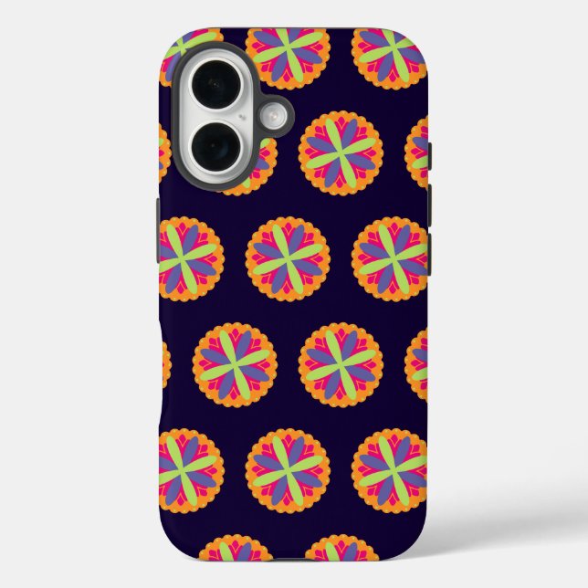 Vibrant Orange Floral Shapes Case-Mate iPhone Case (Back)