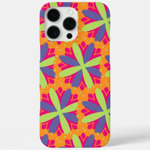 Vibrant Orange Floral Shapes iPhone 16 Pro Max Case