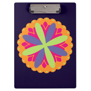 Vibrant Orange Floral Shapes Clipboard
