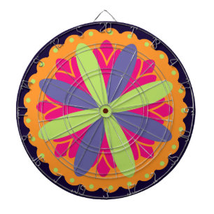 Vibrant Orange Floral Shapes Dartboard