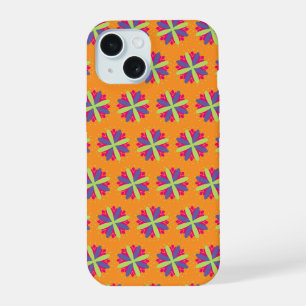 Vibrant Orange Floral Shapes iPhone 15 Case
