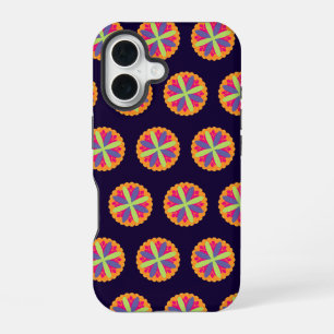 Vibrant Orange Floral Shapes iPhone 16 Case