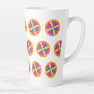 Vibrant Orange Floral Shapes Latte Mug
