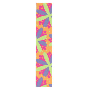 Vibrant Orange Floral Shapes Medium Table Runner