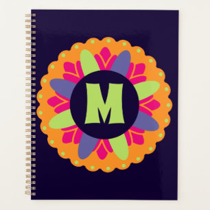 Vibrant Orange Floral Shapes Planner