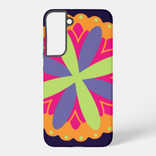 Vibrant Orange Floral Shapes Samsung Galaxy Case