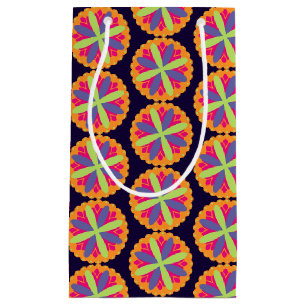 Vibrant Orange Floral Shapes Small Gift Bag