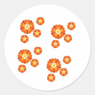 Vibrant Orange Floral Sticker