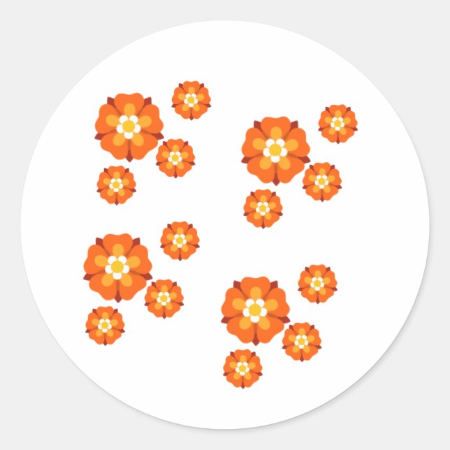Vibrant Orange Floral Sticker (Front)