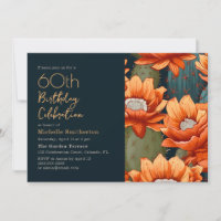 Vibrant Orange Green Cactus Desert 60th Birthday 