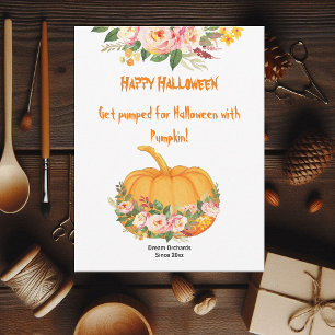 Vibrant Orange Halloween Pumpkin Watercolor Roses