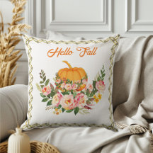 Vibrant Orange Hello Fall Pumpkin Watercolor Rose