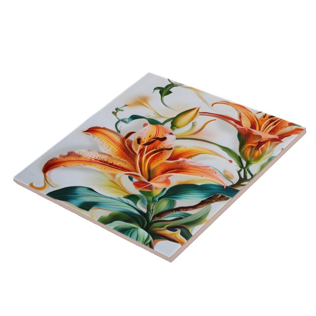 Vibrant Orange Lilies in Bloom During Spring Tile (Side)