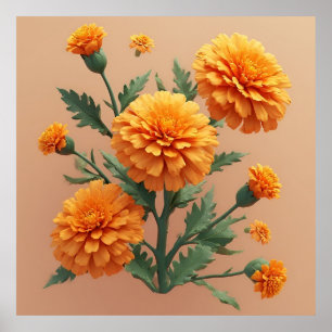 Vibrant Orange Marigold Bouquet Poster