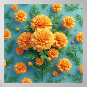 Vibrant Orange Marigold Bouquet Poster
