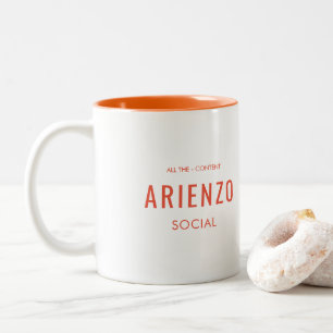 Vibrant Orange Retro Social Media Branded Two-Tone Coffee Mug