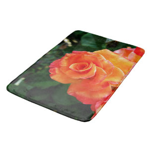 Vibrant Orange Rose Photograph Bath Mat