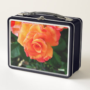 Vibrant Orange Rose Photograph Metal Lunch Box