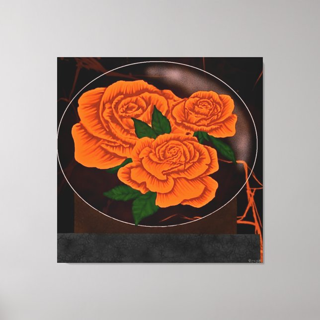 Vibrant Orange Roses Canvas Print (Front)