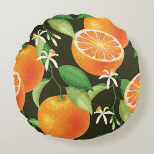 Vibrant Orange Seamless Pattern Design Round Cushion